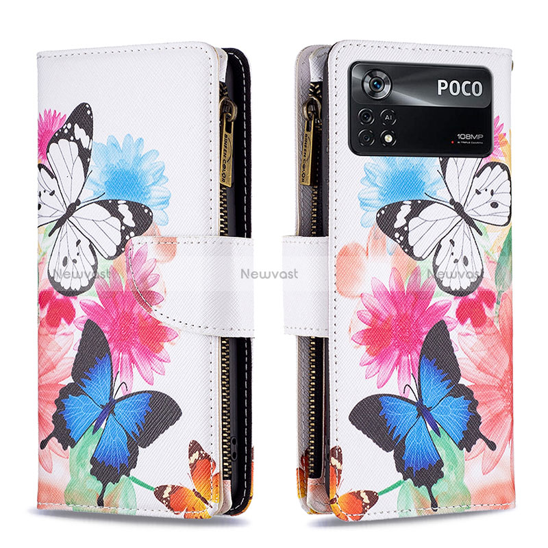 Leather Case Stands Fashionable Pattern Flip Cover Holder B04F for Xiaomi Poco X4 Pro 5G