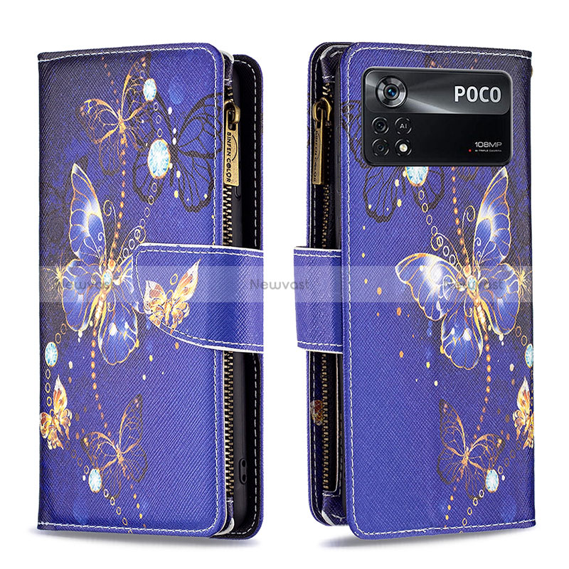 Leather Case Stands Fashionable Pattern Flip Cover Holder B04F for Xiaomi Poco X4 Pro 5G