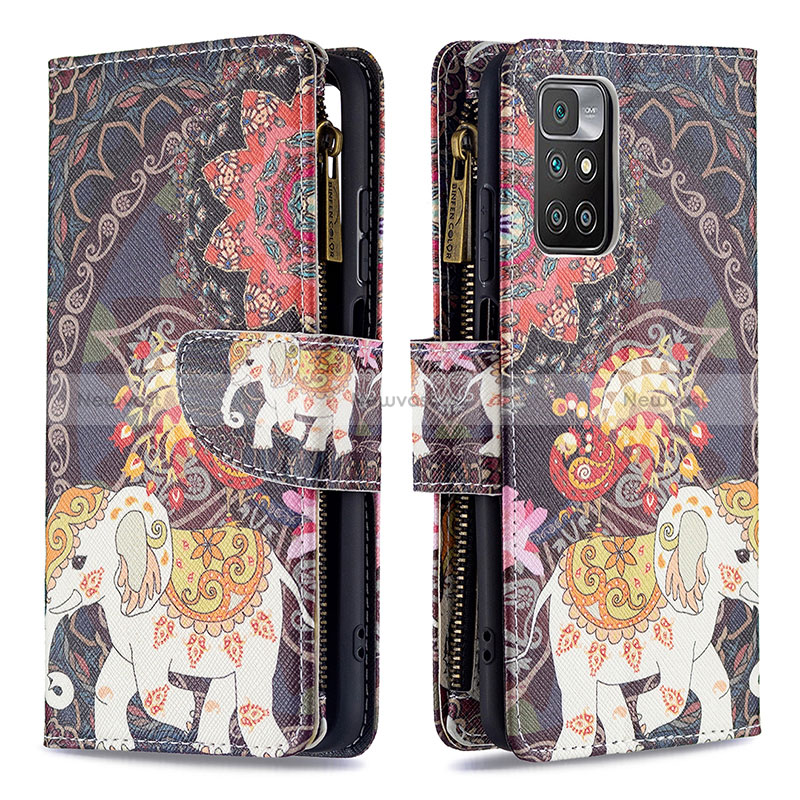 Leather Case Stands Fashionable Pattern Flip Cover Holder B04F for Xiaomi Redmi 10 4G