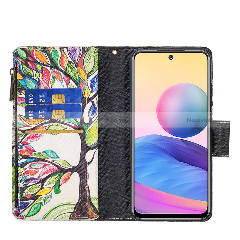 Leather Case Stands Fashionable Pattern Flip Cover Holder B04F for Xiaomi Redmi Note 10 5G