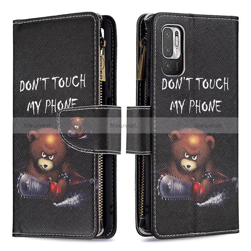 Leather Case Stands Fashionable Pattern Flip Cover Holder B04F for Xiaomi Redmi Note 10 5G