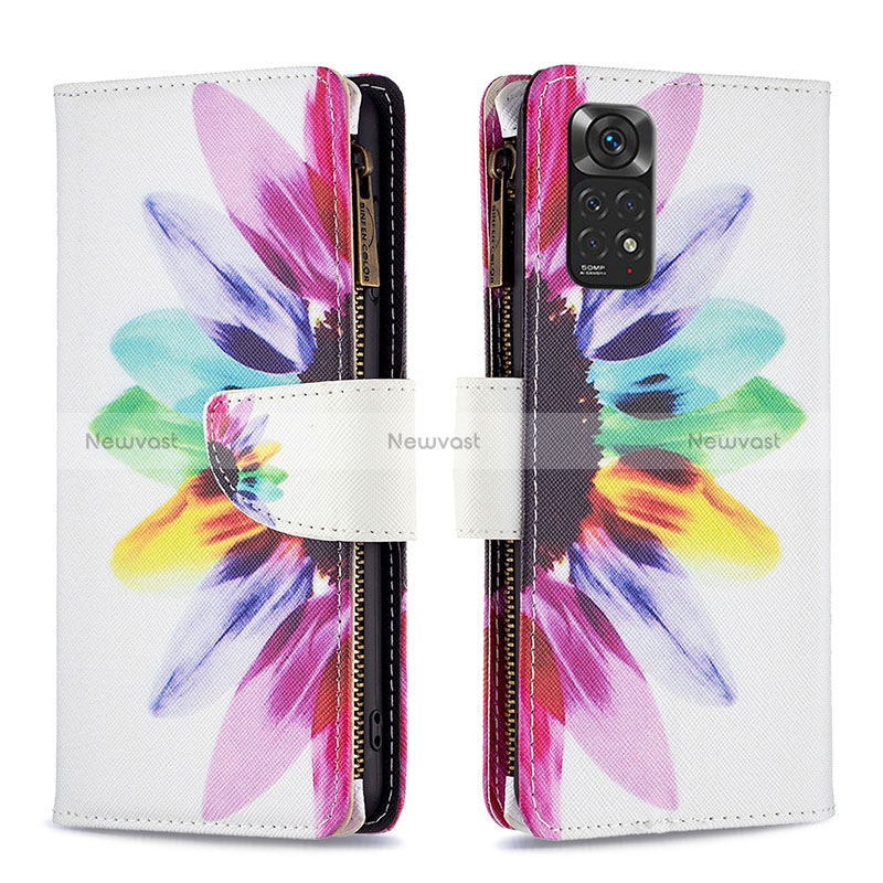 Leather Case Stands Fashionable Pattern Flip Cover Holder B04F for Xiaomi Redmi Note 11S 4G