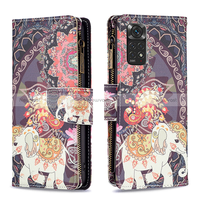 Leather Case Stands Fashionable Pattern Flip Cover Holder B04F for Xiaomi Redmi Note 11S 4G