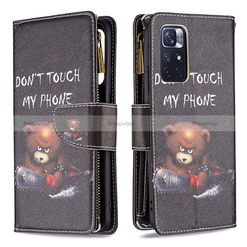 Leather Case Stands Fashionable Pattern Flip Cover Holder B04F for Xiaomi Redmi Note 11S 5G