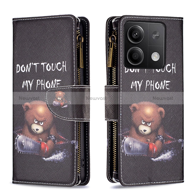 Leather Case Stands Fashionable Pattern Flip Cover Holder B04F for Xiaomi Redmi Note 13 5G