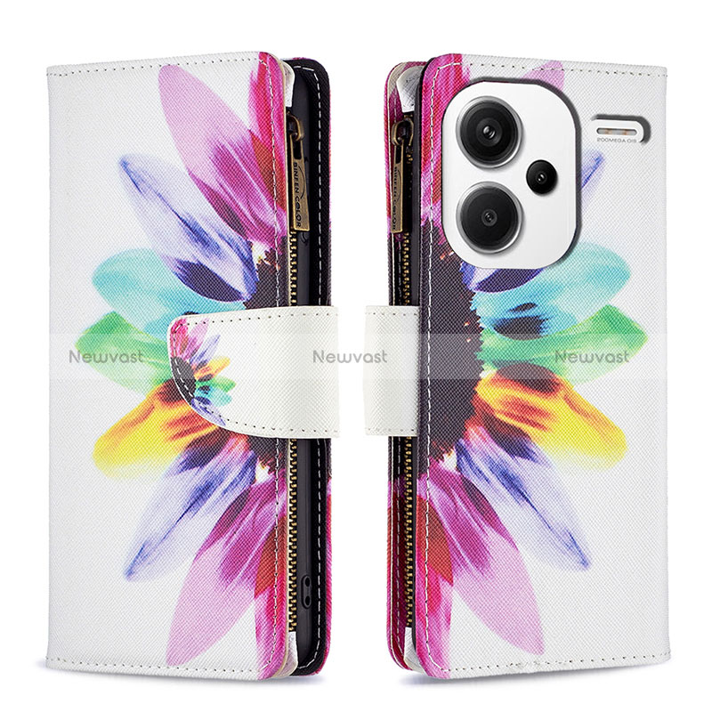 Leather Case Stands Fashionable Pattern Flip Cover Holder B04F for Xiaomi Redmi Note 13 Pro+ Plus 5G