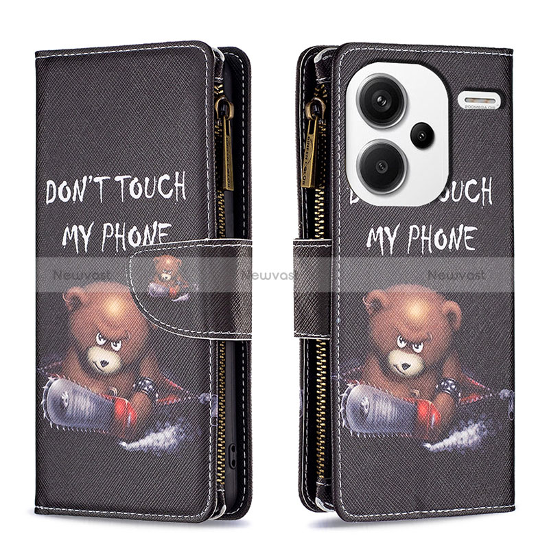 Leather Case Stands Fashionable Pattern Flip Cover Holder B04F for Xiaomi Redmi Note 13 Pro+ Plus 5G