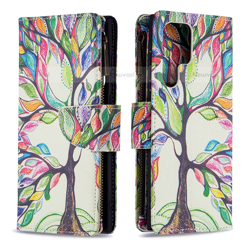 Leather Case Stands Fashionable Pattern Flip Cover Holder B05F for Samsung Galaxy S21 Ultra 5G