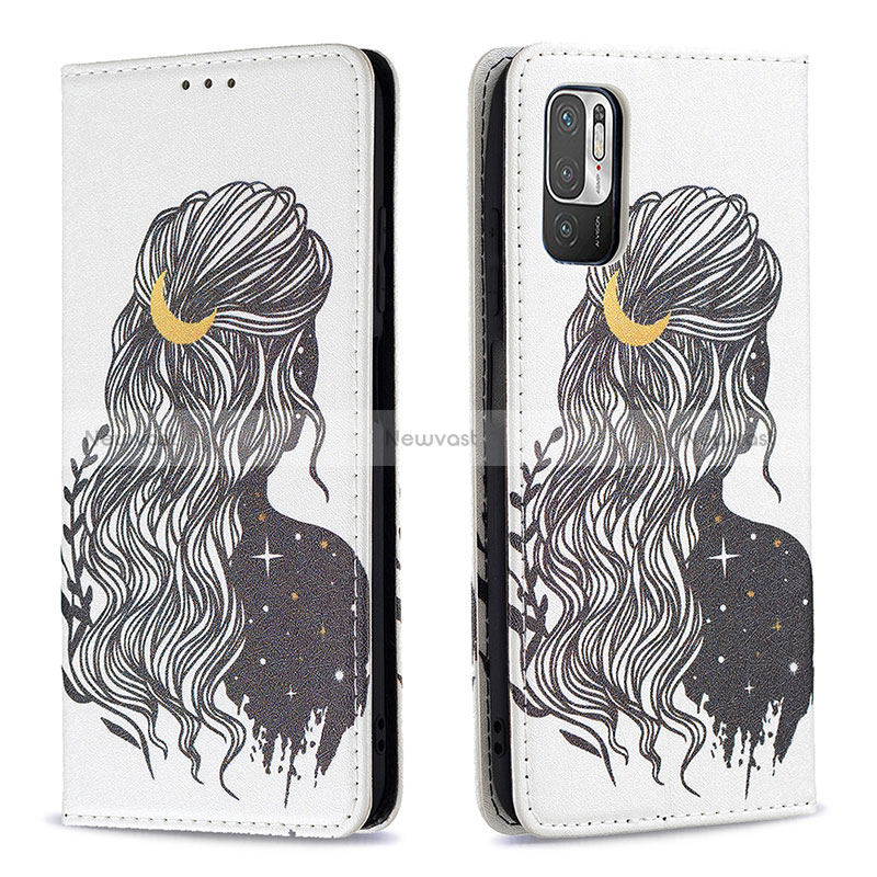 Leather Case Stands Fashionable Pattern Flip Cover Holder B05F for Xiaomi POCO M3 Pro 5G
