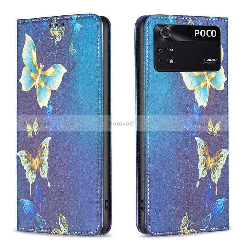 Leather Case Stands Fashionable Pattern Flip Cover Holder B05F for Xiaomi Poco M4 Pro 4G