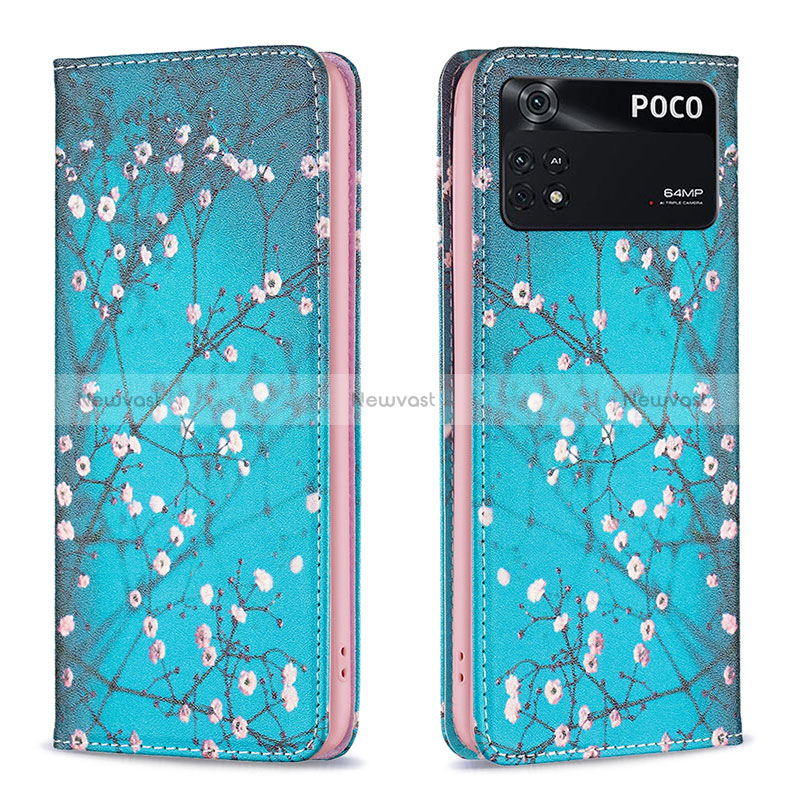 Leather Case Stands Fashionable Pattern Flip Cover Holder B05F for Xiaomi Poco M4 Pro 4G