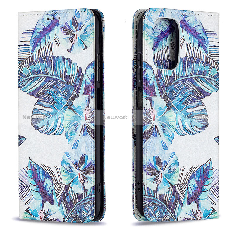 Leather Case Stands Fashionable Pattern Flip Cover Holder B05F for Xiaomi Poco M5S Sky Blue