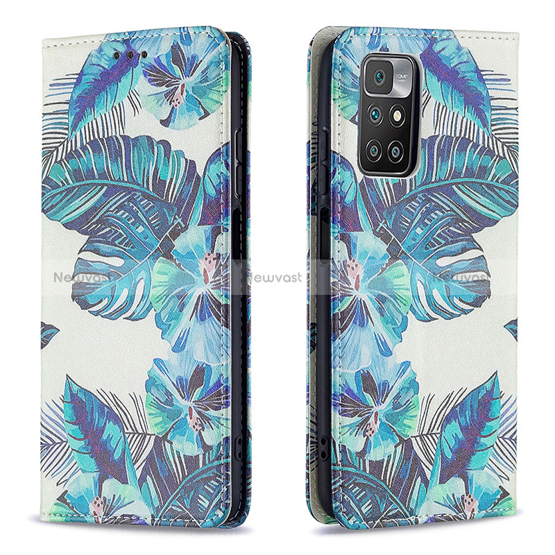 Leather Case Stands Fashionable Pattern Flip Cover Holder B05F for Xiaomi Redmi 10 (2022) Sky Blue