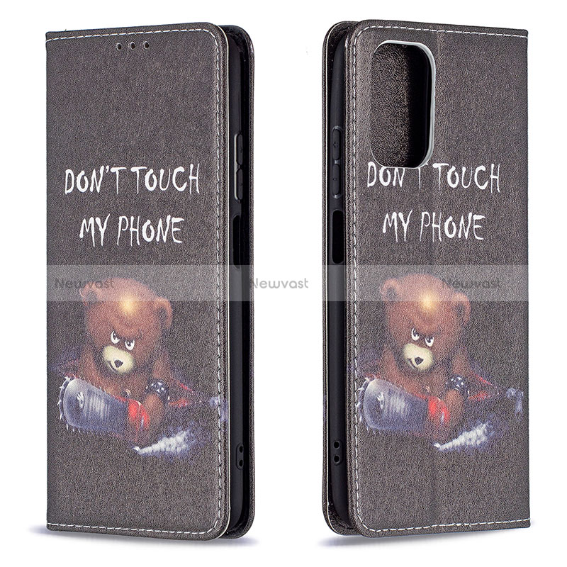 Leather Case Stands Fashionable Pattern Flip Cover Holder B05F for Xiaomi Redmi Note 10 4G