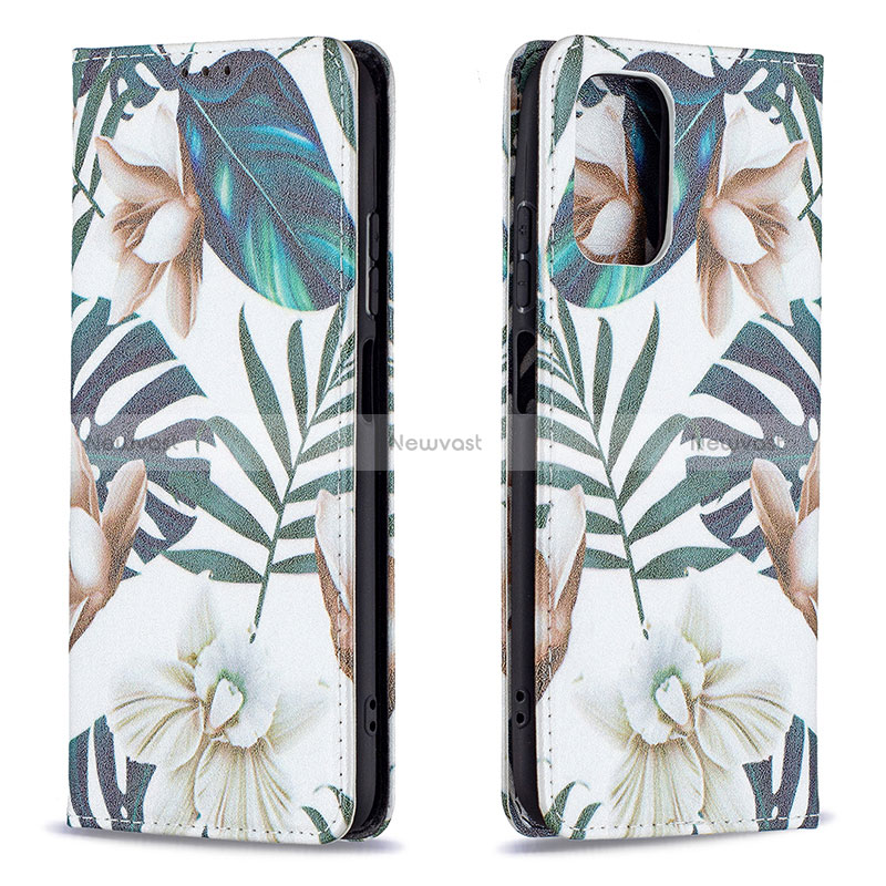 Leather Case Stands Fashionable Pattern Flip Cover Holder B05F for Xiaomi Redmi Note 10 4G Green