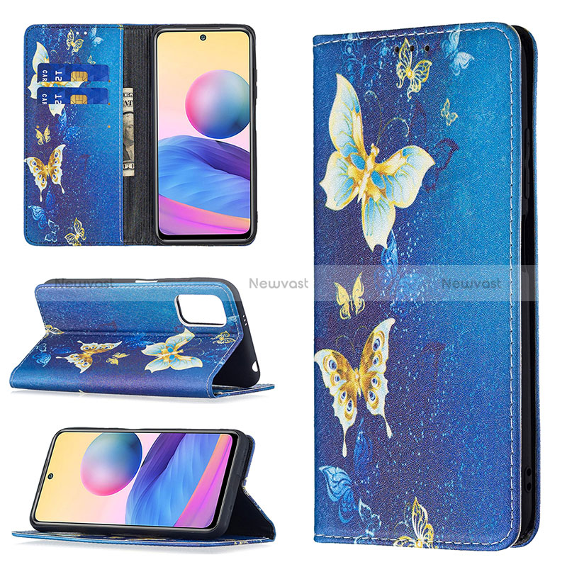 Leather Case Stands Fashionable Pattern Flip Cover Holder B05F for Xiaomi Redmi Note 10 5G