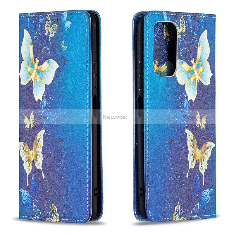 Leather Case Stands Fashionable Pattern Flip Cover Holder B05F for Xiaomi Redmi Note 10 Pro 4G Blue