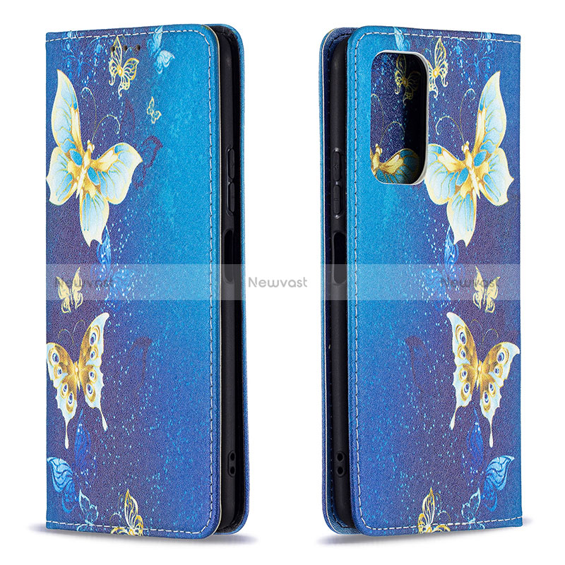 Leather Case Stands Fashionable Pattern Flip Cover Holder B05F for Xiaomi Redmi Note 10 Pro Max Blue