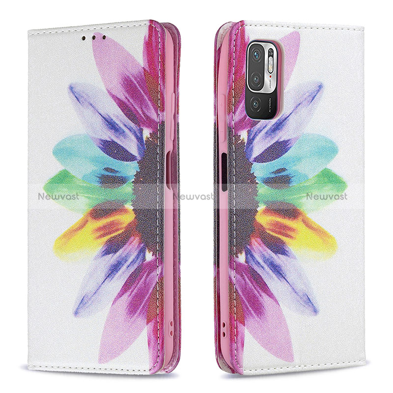 Leather Case Stands Fashionable Pattern Flip Cover Holder B05F for Xiaomi Redmi Note 10T 5G