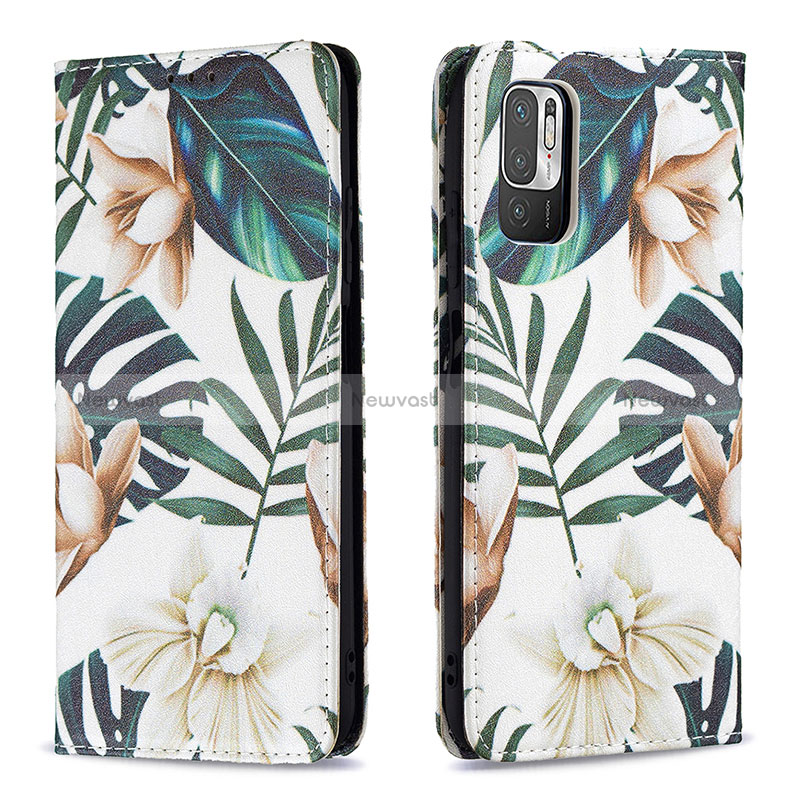 Leather Case Stands Fashionable Pattern Flip Cover Holder B05F for Xiaomi Redmi Note 10T 5G