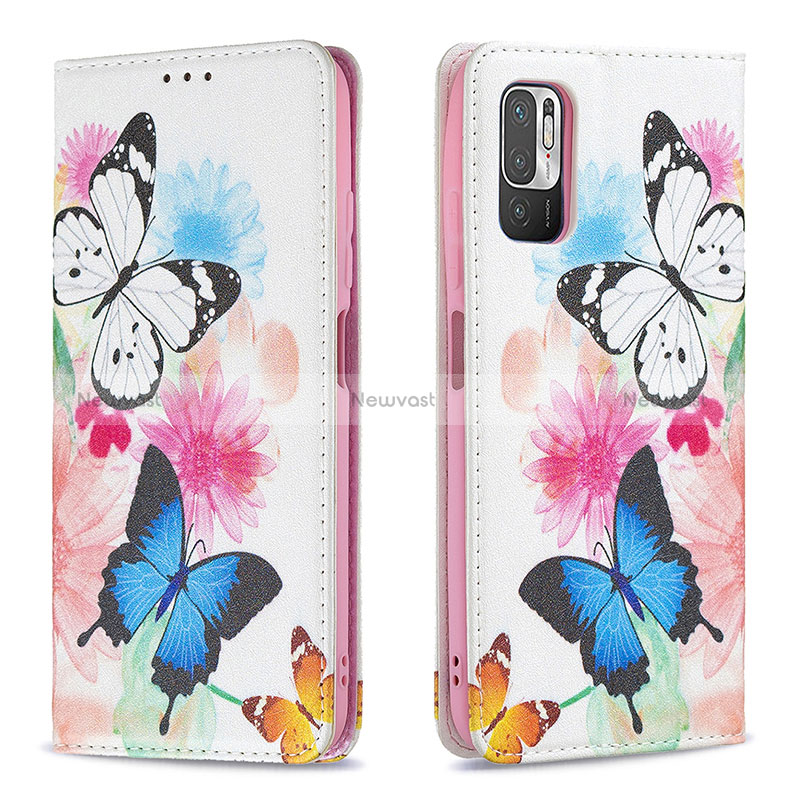 Leather Case Stands Fashionable Pattern Flip Cover Holder B05F for Xiaomi Redmi Note 10T 5G Colorful