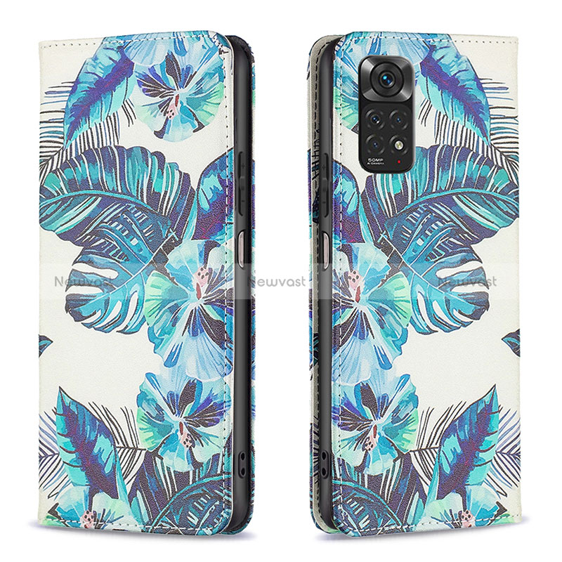 Leather Case Stands Fashionable Pattern Flip Cover Holder B05F for Xiaomi Redmi Note 11 4G (2022) Sky Blue