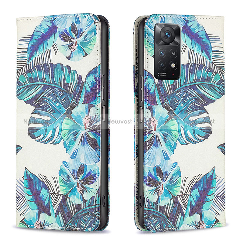 Leather Case Stands Fashionable Pattern Flip Cover Holder B05F for Xiaomi Redmi Note 11 Pro 4G Sky Blue