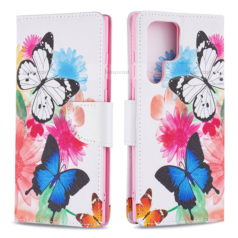 Leather Case Stands Fashionable Pattern Flip Cover Holder B09F for Samsung Galaxy S21 Ultra 5G