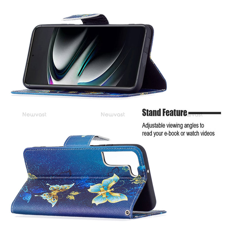 Leather Case Stands Fashionable Pattern Flip Cover Holder B09F for Samsung Galaxy S22 Plus 5G