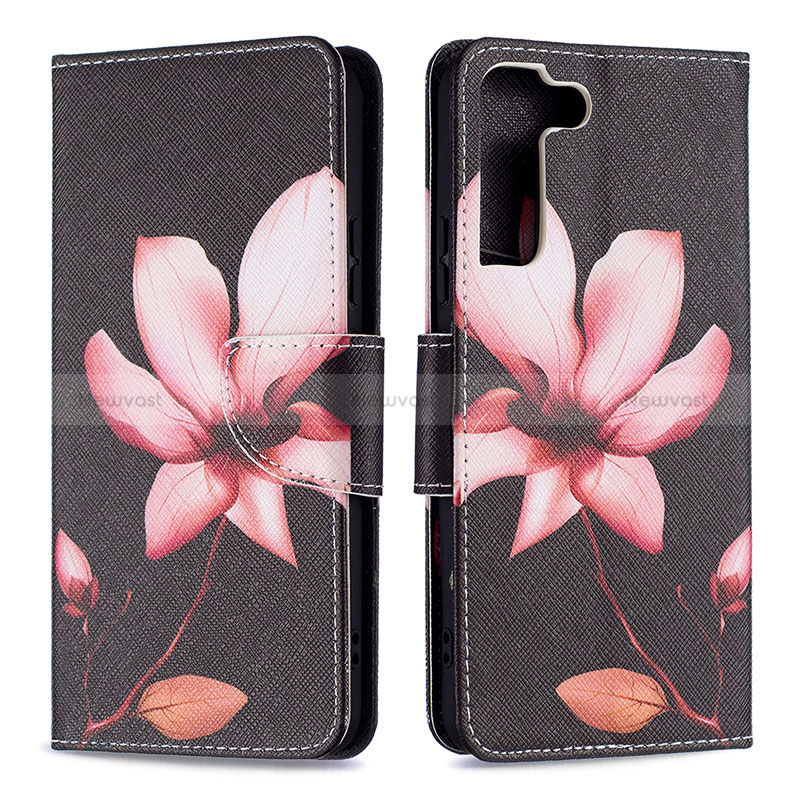 Leather Case Stands Fashionable Pattern Flip Cover Holder B09F for Samsung Galaxy S22 Plus 5G Brown