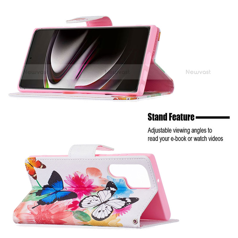 Leather Case Stands Fashionable Pattern Flip Cover Holder B09F for Samsung Galaxy S23 Ultra 5G