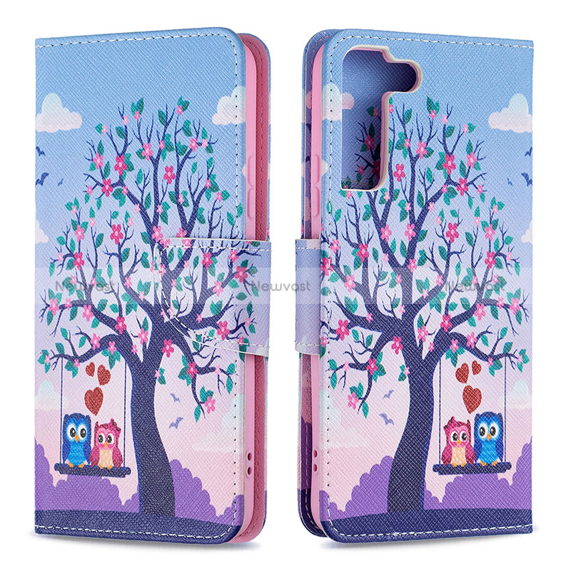 Leather Case Stands Fashionable Pattern Flip Cover Holder B09F for Samsung Galaxy S24 5G