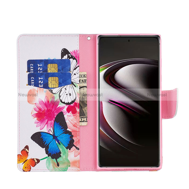 Leather Case Stands Fashionable Pattern Flip Cover Holder B09F for Samsung Galaxy S24 Ultra 5G