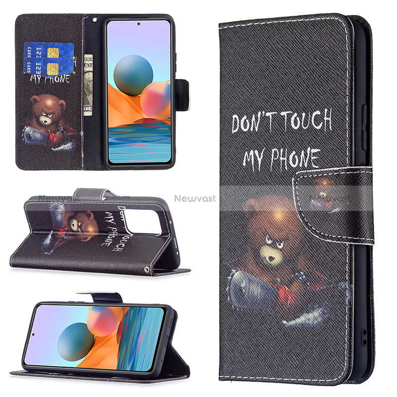 Leather Case Stands Fashionable Pattern Flip Cover Holder BF4 for Xiaomi Redmi Note 10 Pro 4G