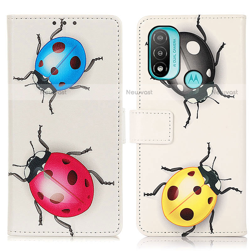Leather Case Stands Fashionable Pattern Flip Cover Holder D02Y for Motorola Moto E20 Mixed