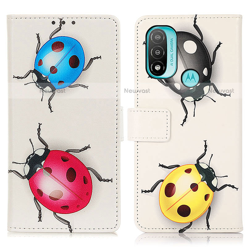 Leather Case Stands Fashionable Pattern Flip Cover Holder D02Y for Motorola Moto E40 Mixed