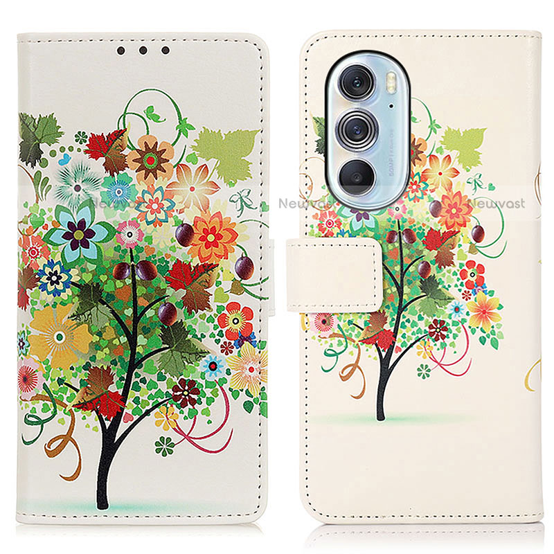 Leather Case Stands Fashionable Pattern Flip Cover Holder D02Y for Motorola Moto Edge Plus (2022) 5G Colorful