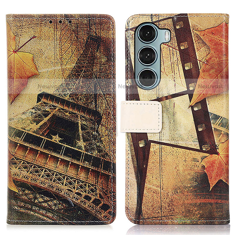 Leather Case Stands Fashionable Pattern Flip Cover Holder D02Y for Motorola Moto Edge S30 5G Brown