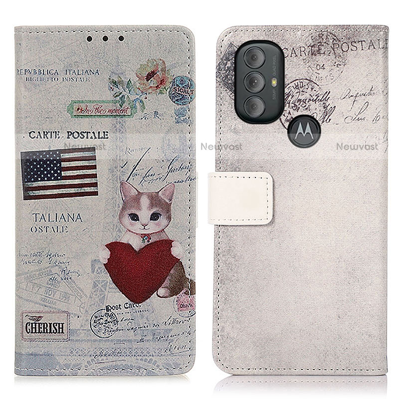 Leather Case Stands Fashionable Pattern Flip Cover Holder D02Y for Motorola Moto G Play (2023)