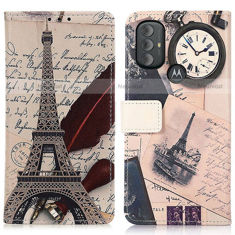 Leather Case Stands Fashionable Pattern Flip Cover Holder D02Y for Motorola Moto G Play (2023)