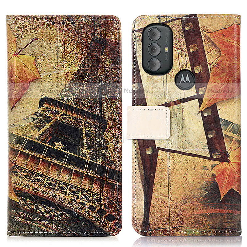 Leather Case Stands Fashionable Pattern Flip Cover Holder D02Y for Motorola Moto G Play (2023)