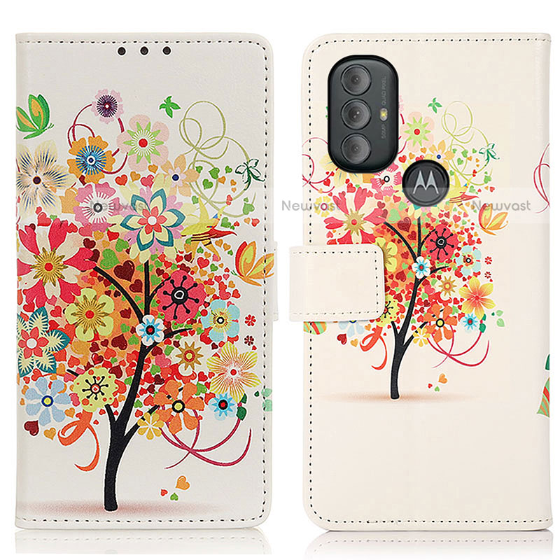 Leather Case Stands Fashionable Pattern Flip Cover Holder D02Y for Motorola Moto G Play (2023)