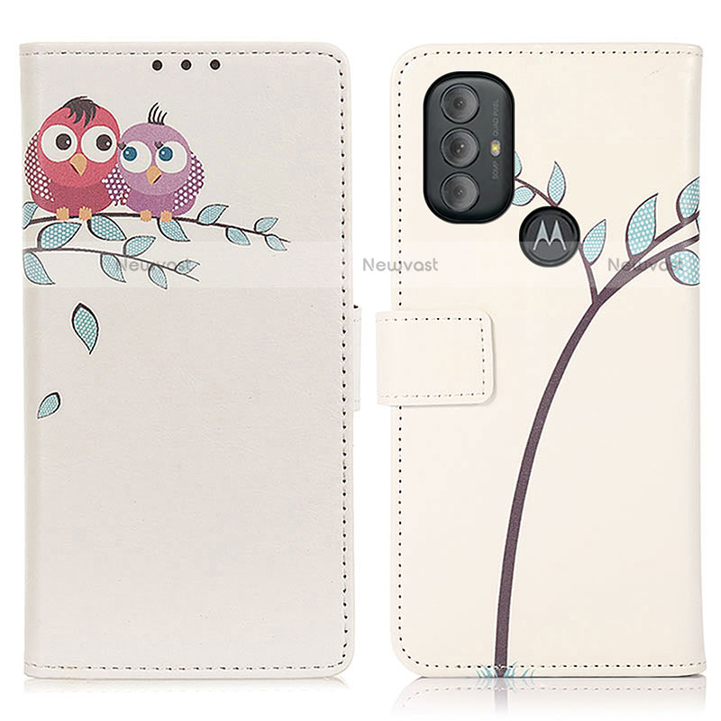 Leather Case Stands Fashionable Pattern Flip Cover Holder D02Y for Motorola Moto G Play (2023)