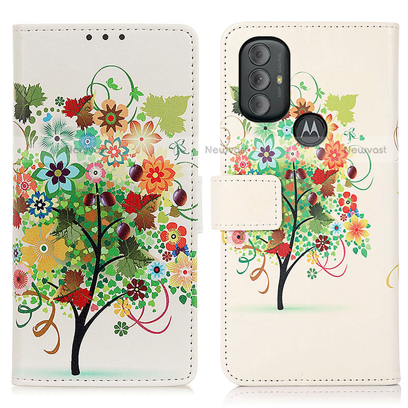 Leather Case Stands Fashionable Pattern Flip Cover Holder D02Y for Motorola Moto G Play (2023) Colorful