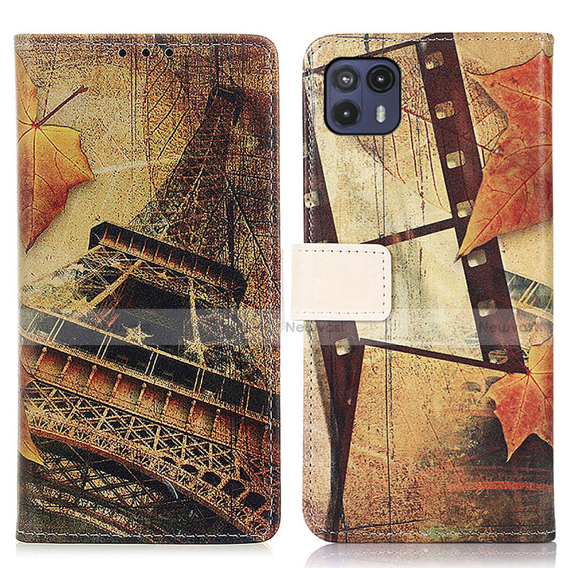 Leather Case Stands Fashionable Pattern Flip Cover Holder D02Y for Motorola Moto G50 5G