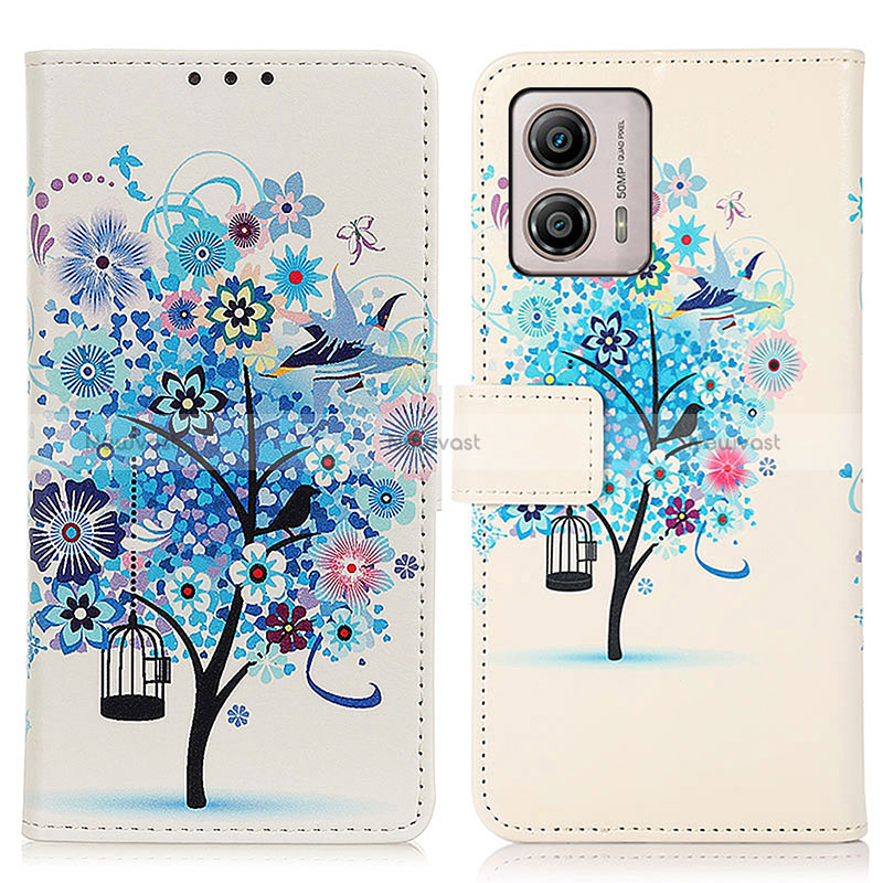 Leather Case Stands Fashionable Pattern Flip Cover Holder D02Y for Motorola Moto G53 5G