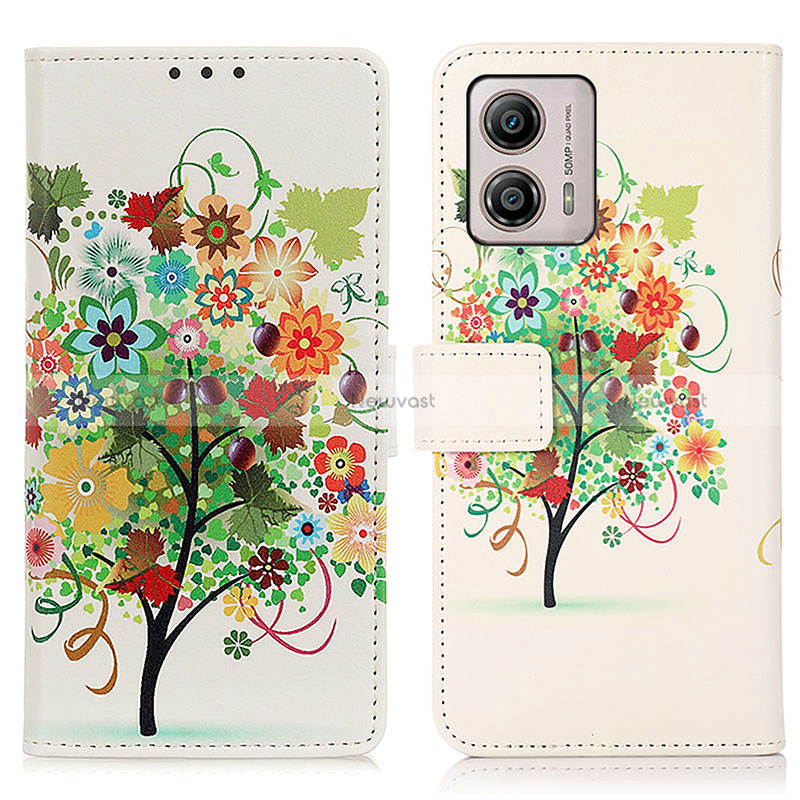 Leather Case Stands Fashionable Pattern Flip Cover Holder D02Y for Motorola Moto G53 5G