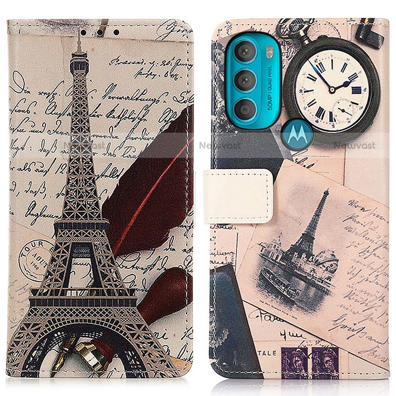 Leather Case Stands Fashionable Pattern Flip Cover Holder D02Y for Motorola Moto G71 5G