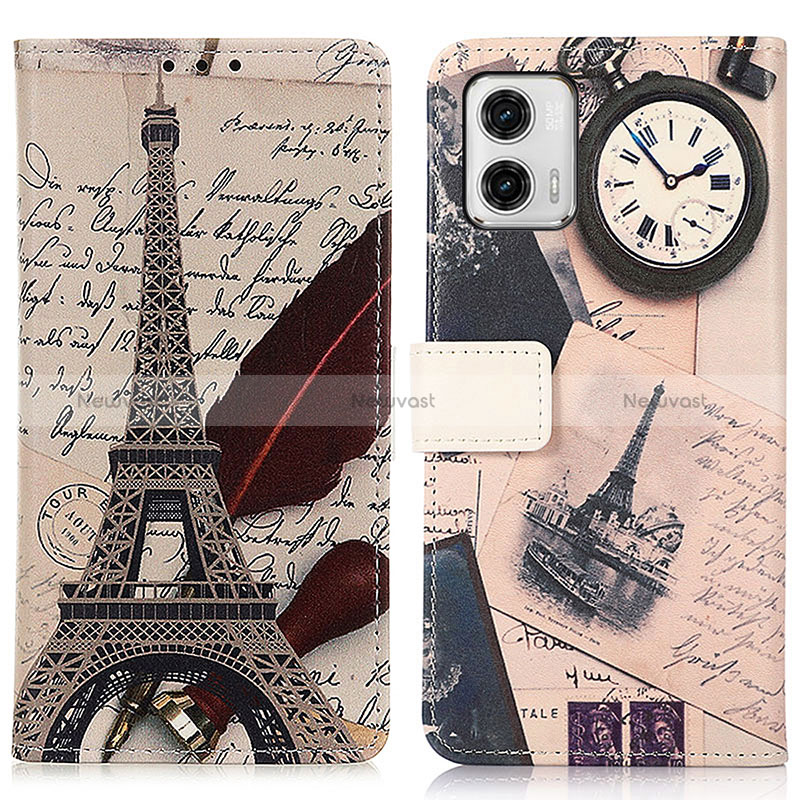 Leather Case Stands Fashionable Pattern Flip Cover Holder D02Y for Motorola Moto G73 5G