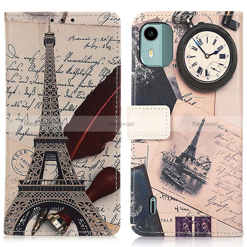 Leather Case Stands Fashionable Pattern Flip Cover Holder D02Y for Nokia C12